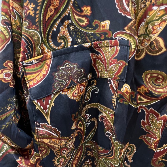 Philosophy Woman 2X Paisley Henley Blouse 3/4 Roll Tab Sleeve Boho Classic Fall - Picture 4 of 10